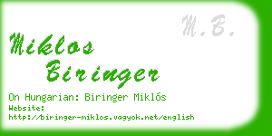 miklos biringer business card